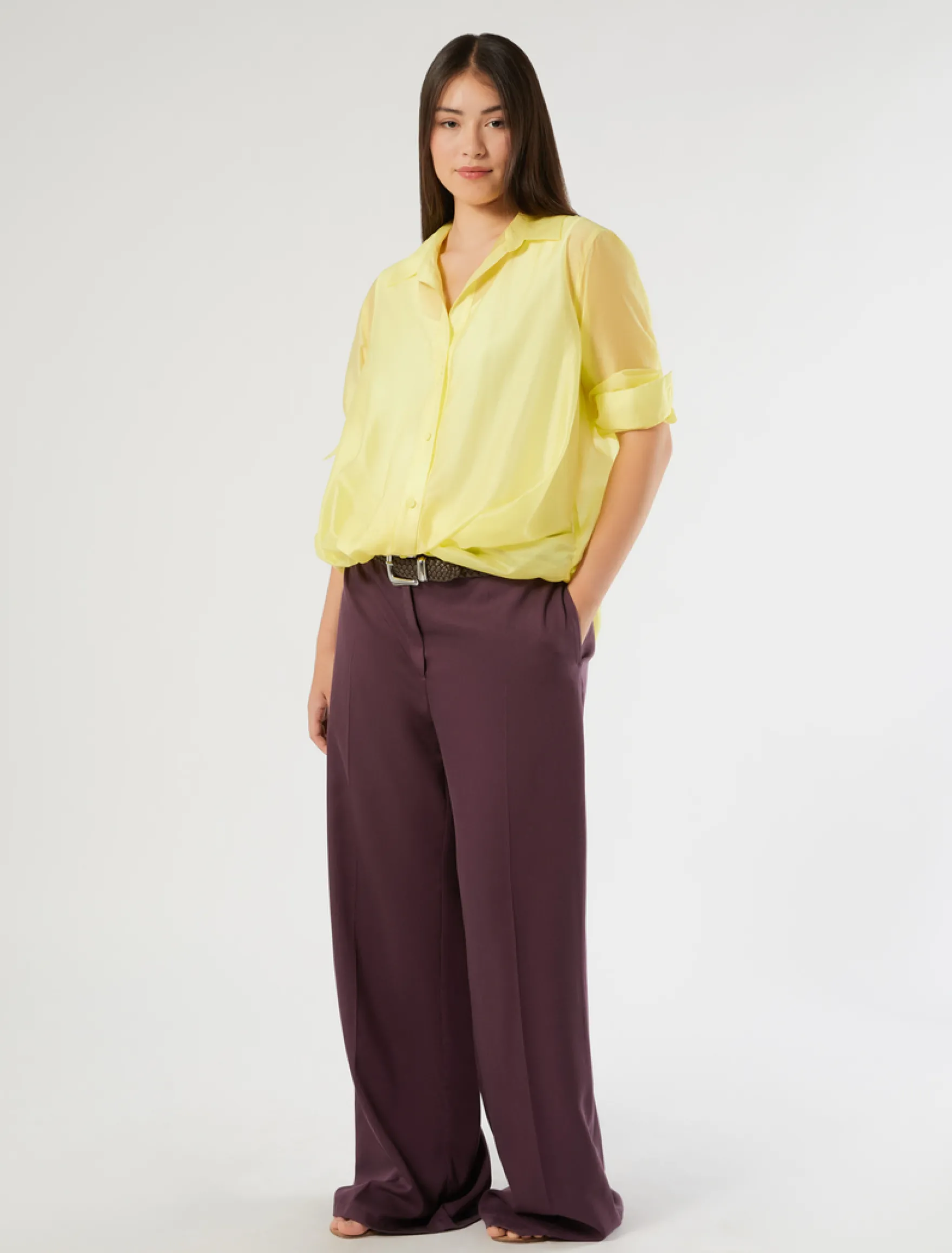 Camicia in mussola con nodo - GIALLO SOLE