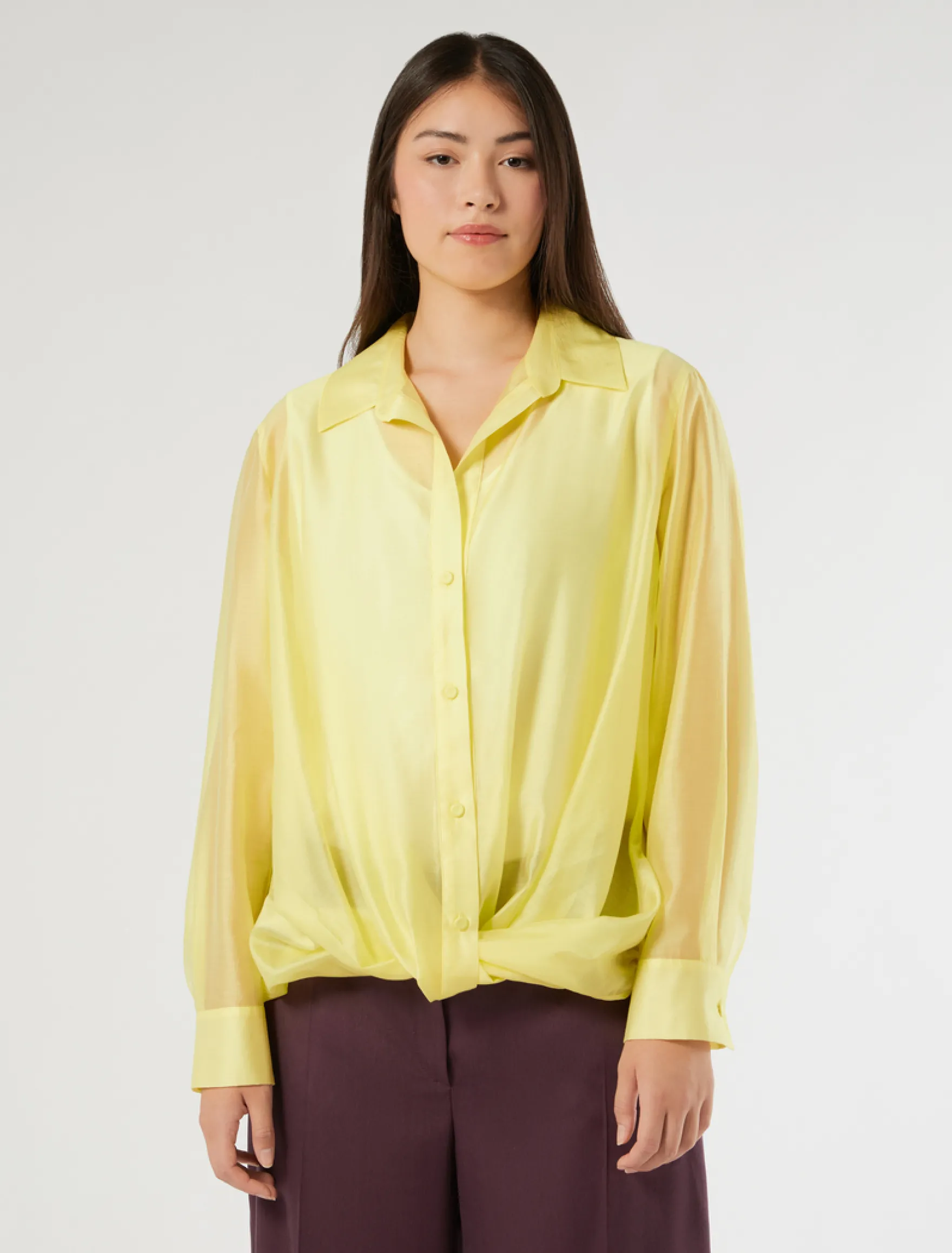 Camicia in mussola con nodo - GIALLO SOLE