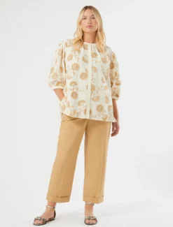 Camicia in mussola con ricamo - AVORIO