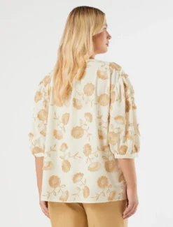 Camicia in mussola con ricamo - AVORIO