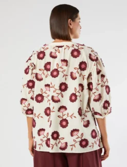 Camicia in mussola con ricamo - AVORIO