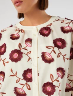 Camicia in mussola con ricamo - AVORIO