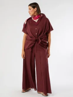 Camicia in mussola con ricamo - BORDEAUX