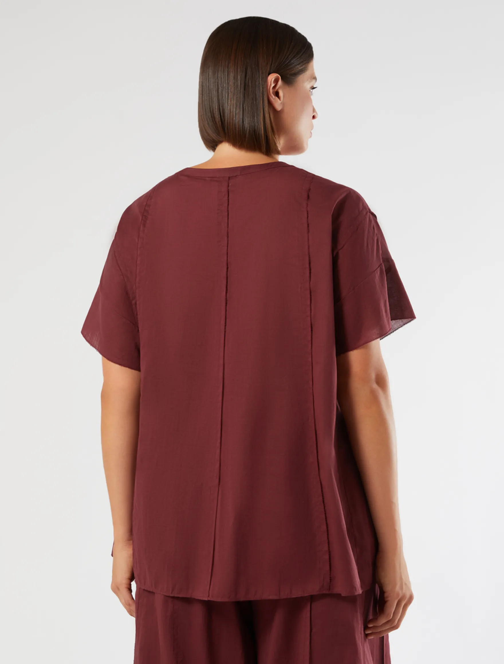Camicia in mussola con ricamo - BORDEAUX