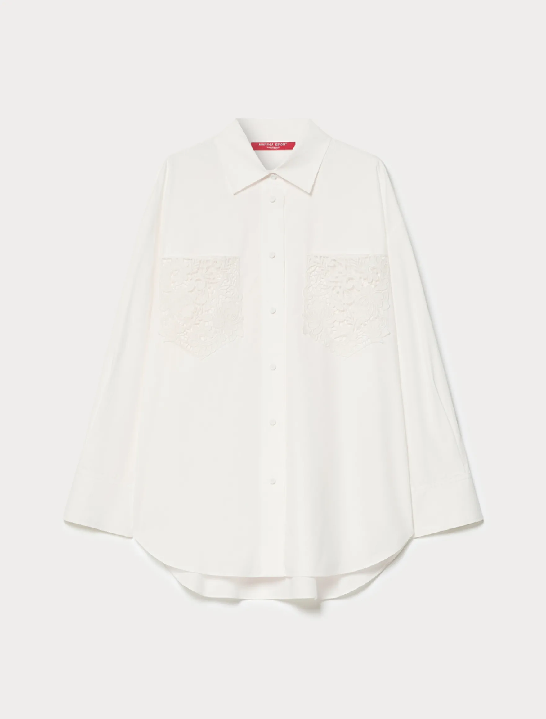 Camicia in popeline con ricamo - BIANCO AVORIO