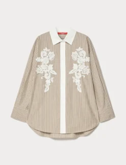 Camicia in popeline con ricamo - BIANCO AVORIO