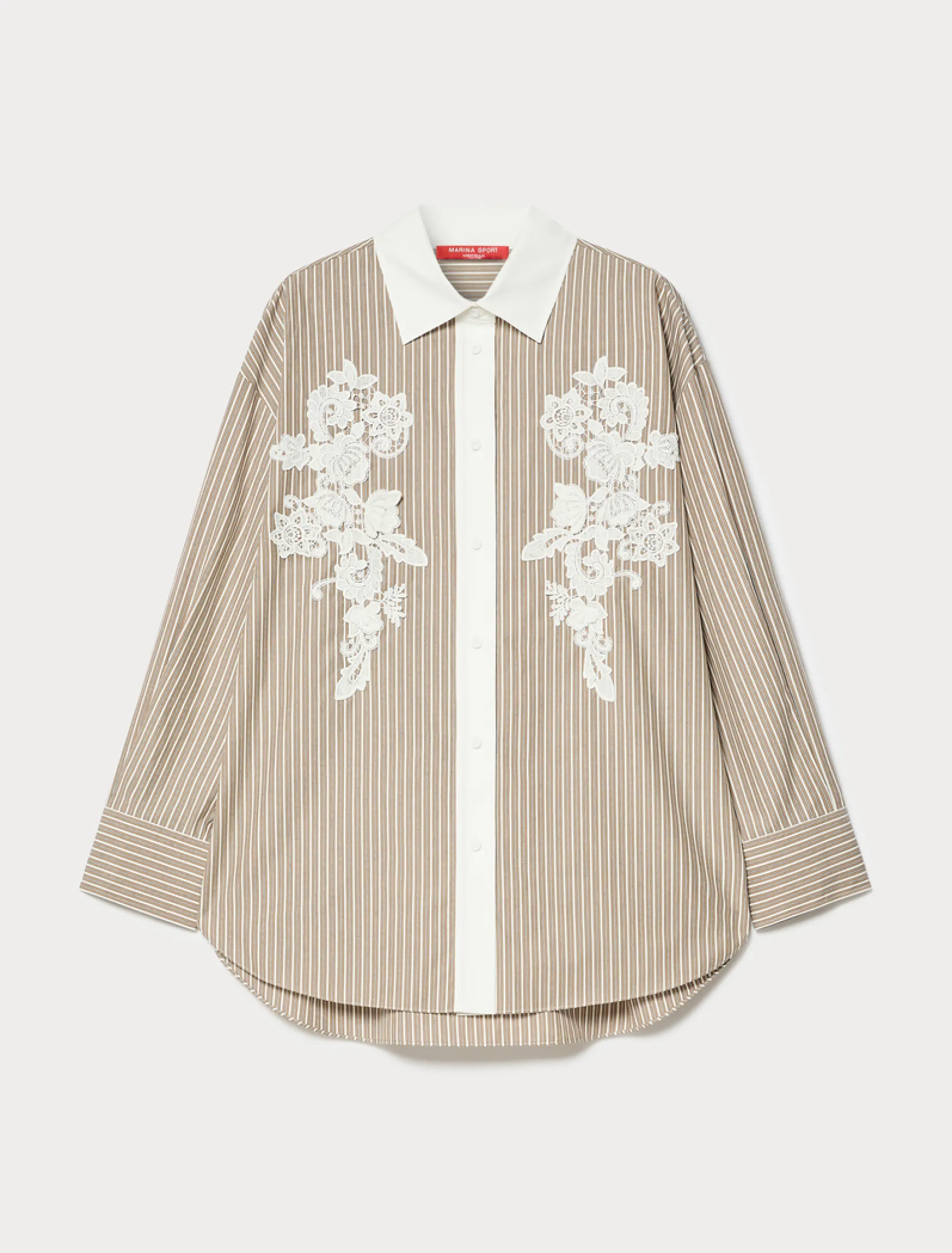Camicia in popeline con ricamo - BIANCO AVORIO