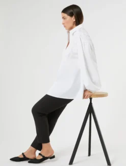 Camicia in popeline con ricamo - BIANCO OTTICO