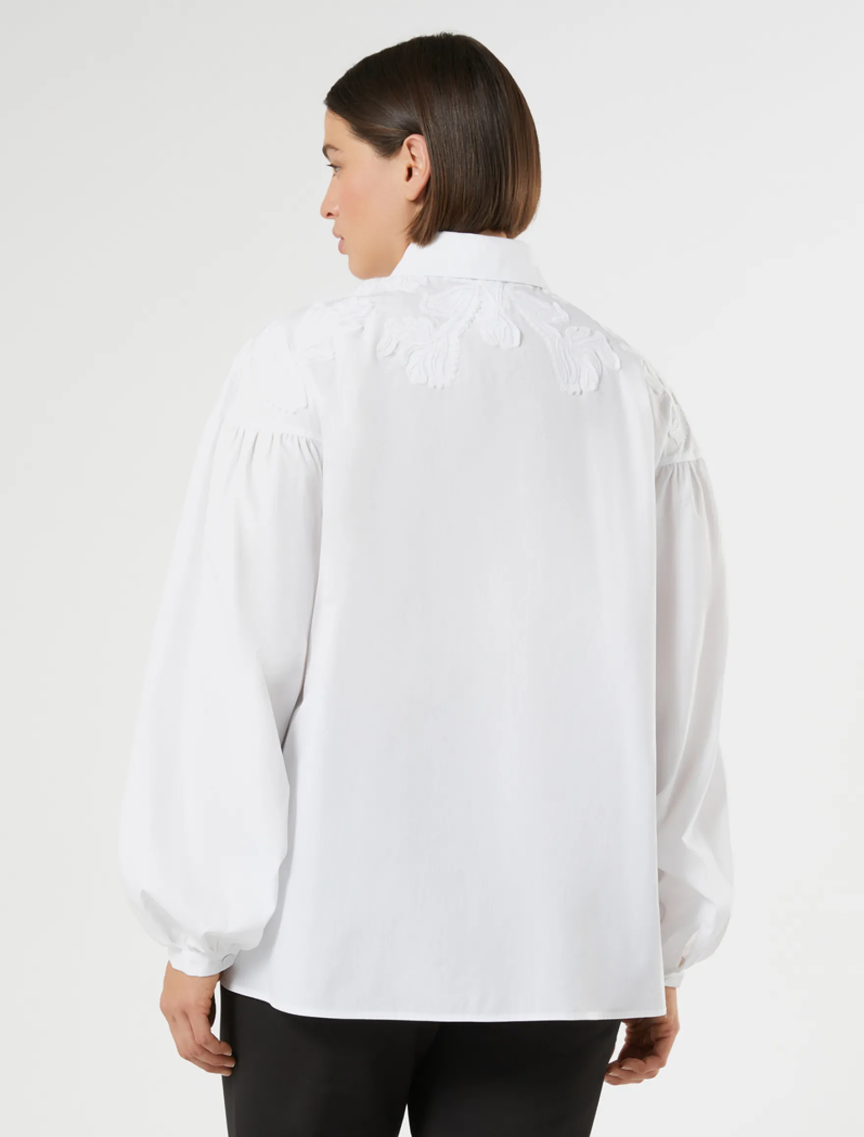 Camicia in popeline con ricamo - BIANCO OTTICO