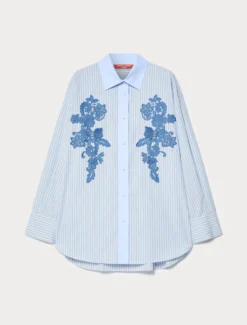 Camicia in popeline con ricamo - BIANCO OTTICO