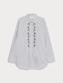Camicia in popeline con ricamo - BIANCO OTTICO