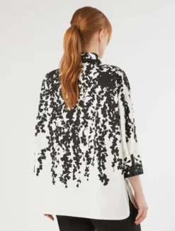Camicia in popeline con stampa - BIANCO NERO