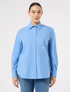 Camicia in popeline di cotone - AZZURRO