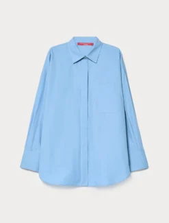 Camicia in popeline di cotone - AZZURRO