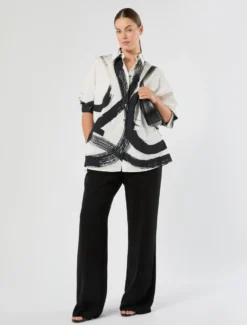 Camicia in popeline di cotone - BIANCO NERO