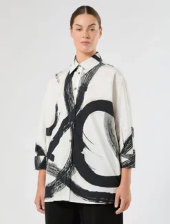Camicia in popeline di cotone - BIANCO NERO