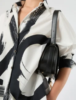 Camicia in popeline di cotone - BIANCO NERO
