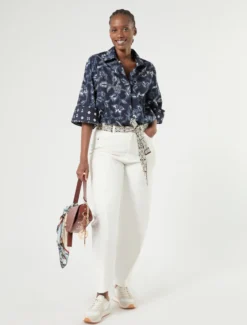 Camicia in popeline di cotone - BLU