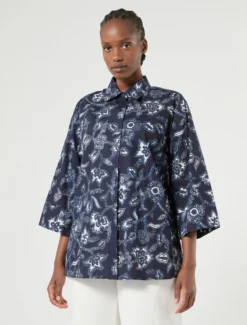Camicia in popeline di cotone - BLU