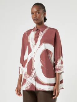 Camicia in popeline di cotone - MATTONE ROSSO