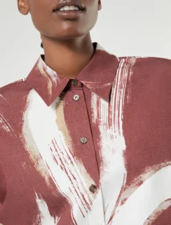 Camicia in popeline di cotone - MATTONE ROSSO