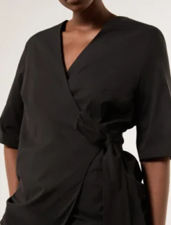 Camicia in popeline di cotone - NERO