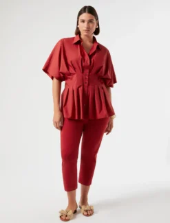 Camicia in popeline di cotone - ROSSO