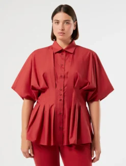 Camicia in popeline di cotone - ROSSO