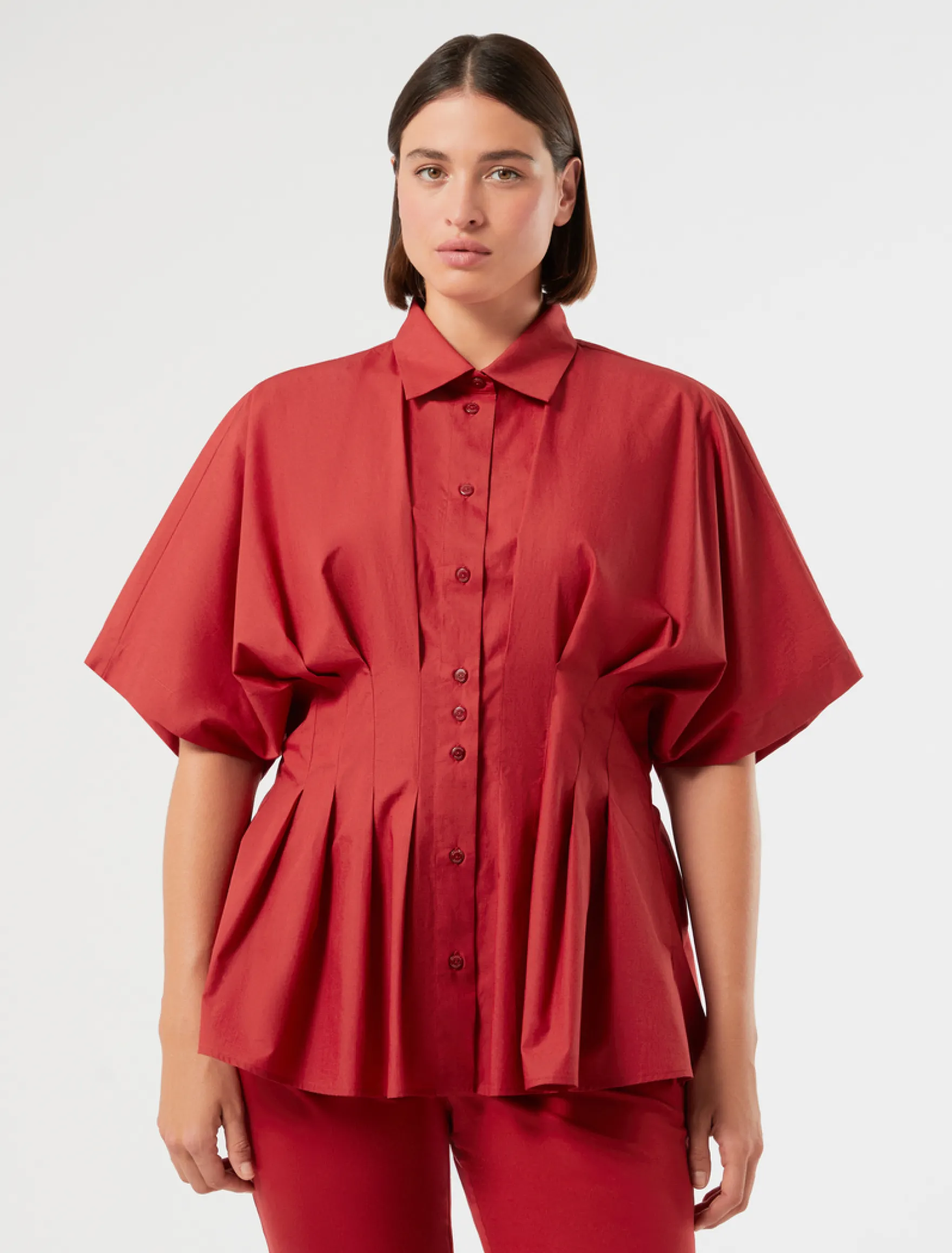 Camicia in popeline di cotone - ROSSO