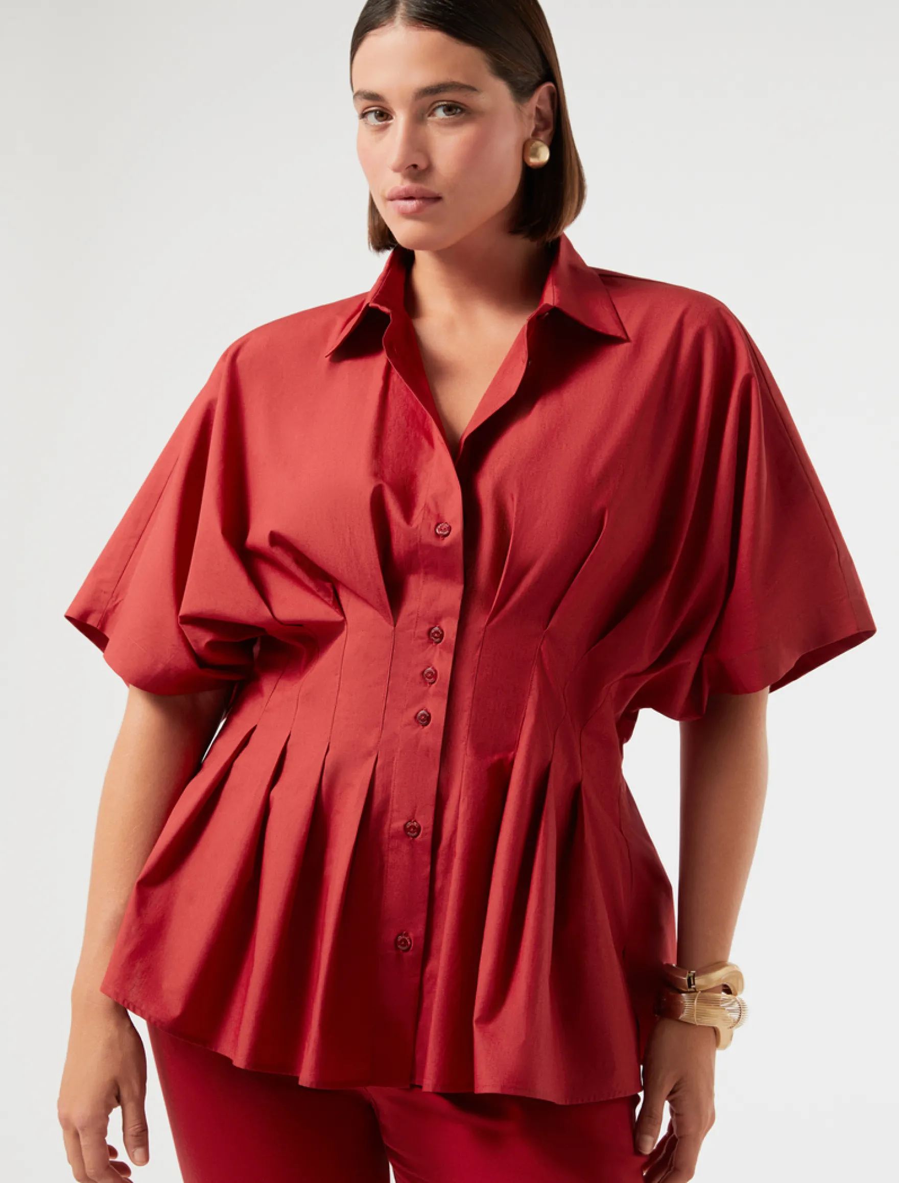 Camicia in popeline di cotone - ROSSO