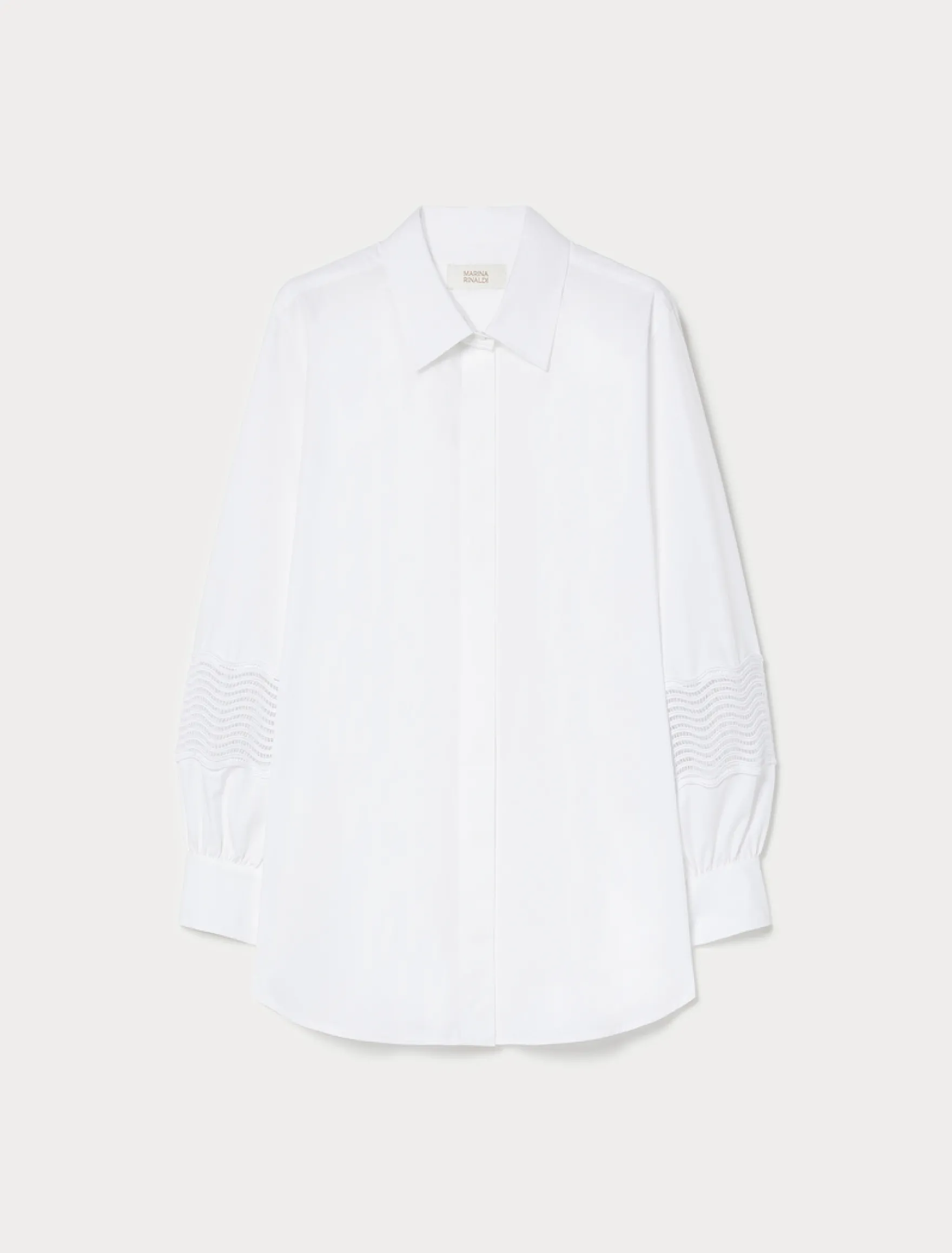 Camicia in popeline di cotone con pizzo - BIANCO OTTICO