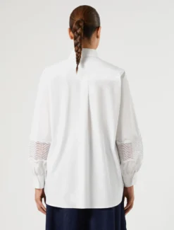 Camicia in popeline di cotone con pizzo - BIANCO OTTICO