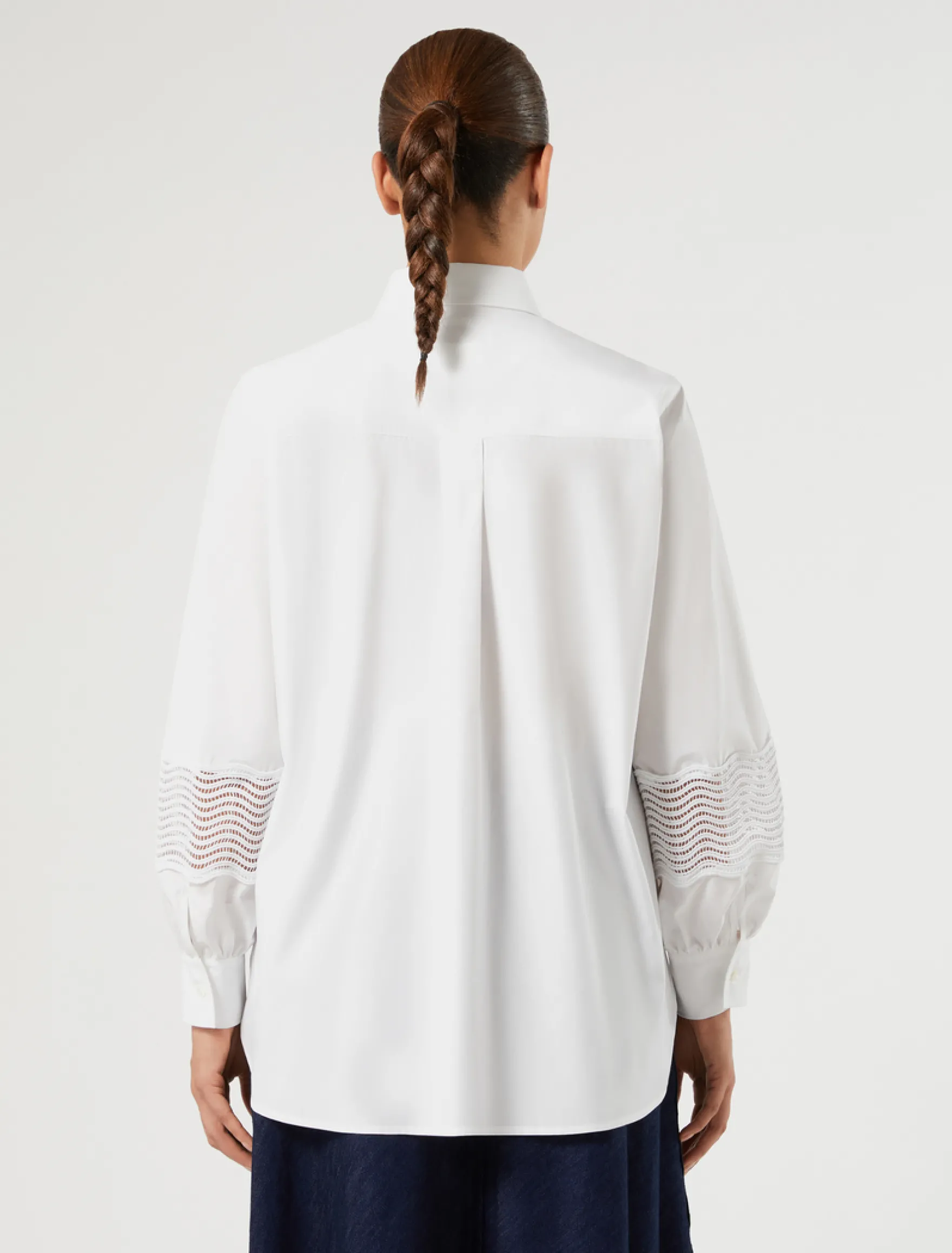 Camicia in popeline di cotone con pizzo - BIANCO OTTICO