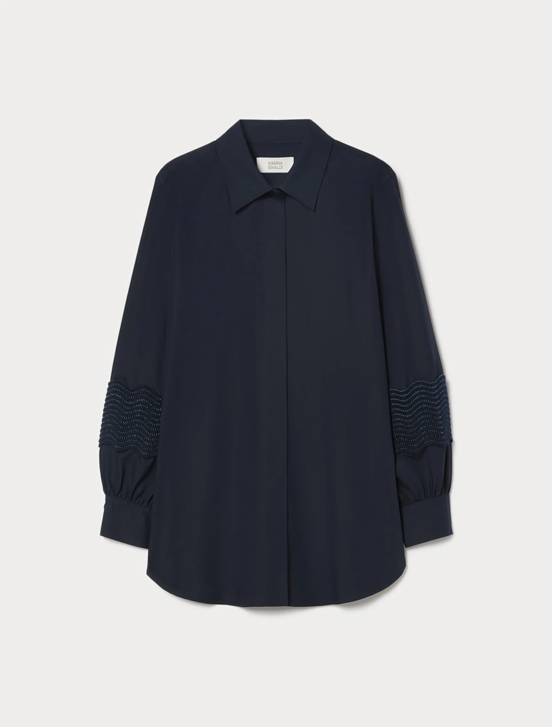 Camicia in popeline di cotone con pizzo - BLU