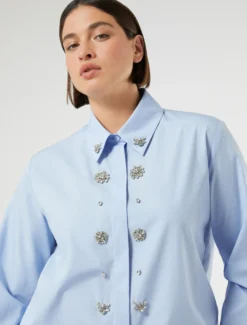 Camicia in popeline di cotone organico - CIELO