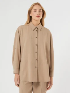 Camicia in popeline - NOCCIOLA