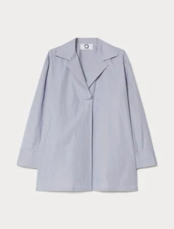 Camicia in popeline rigato - BIANCO BLU