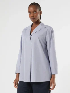 Camicia in popeline rigato - BIANCO BLU