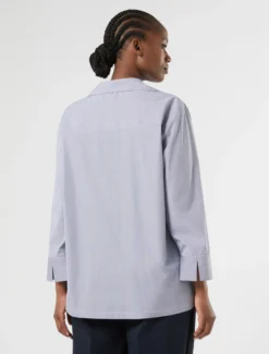 Camicia in popeline rigato - BIANCO BLU