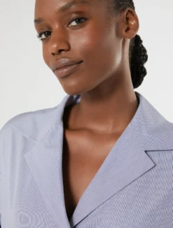 Camicia in popeline rigato - BIANCO BLU