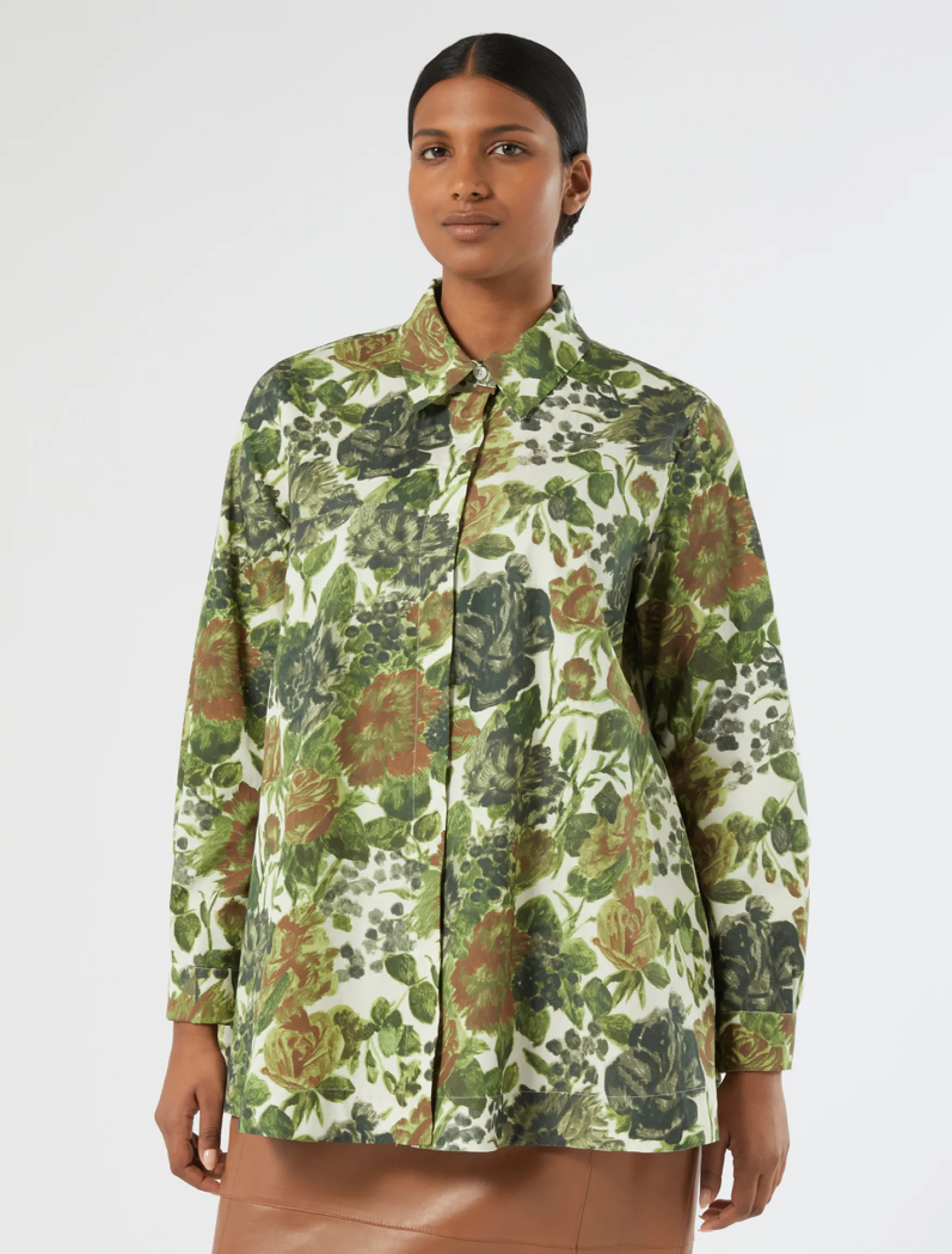 Camicia in popeline stampato - BIANCO AVORIO