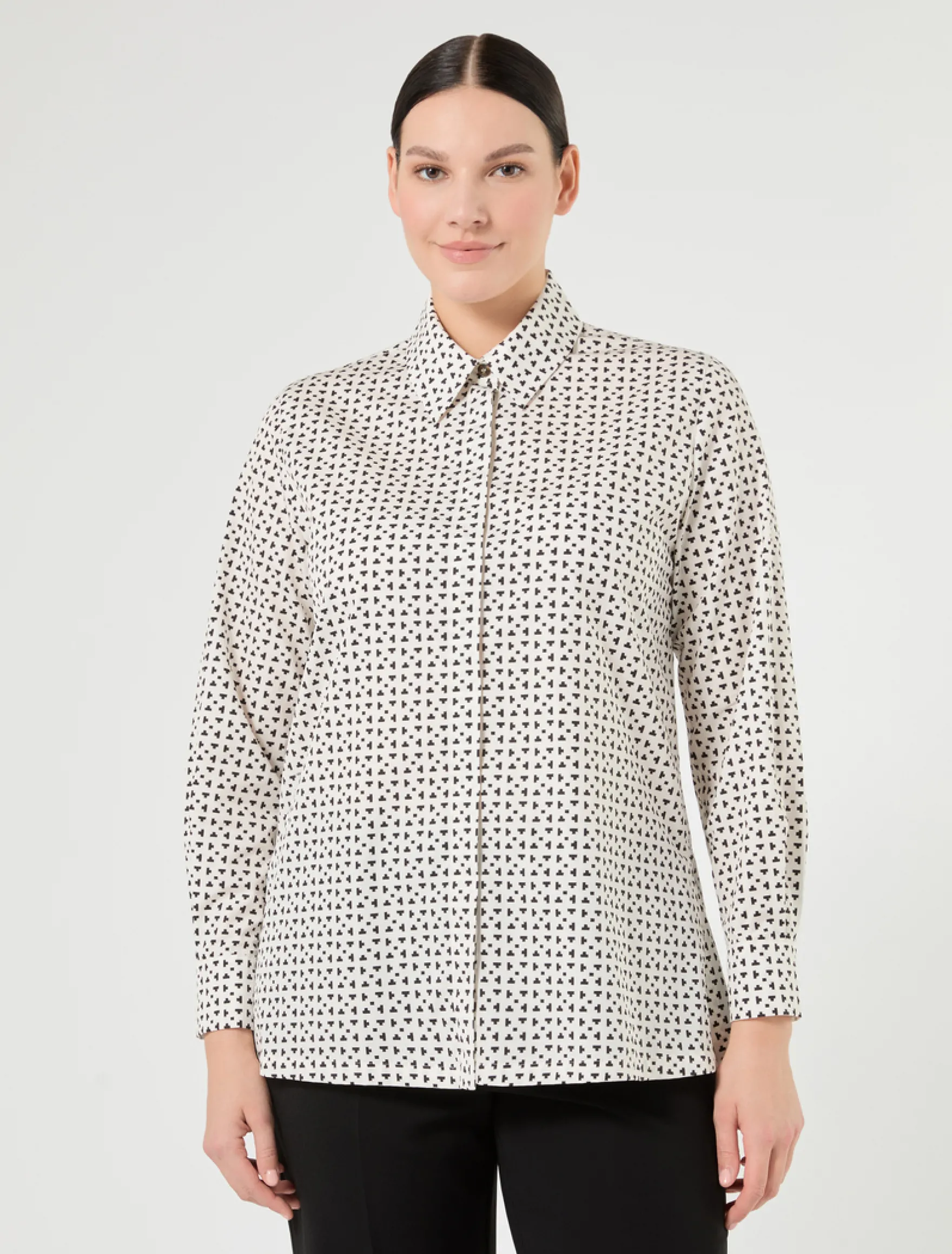 Camicia in popeline stampato - BIANCO NERO