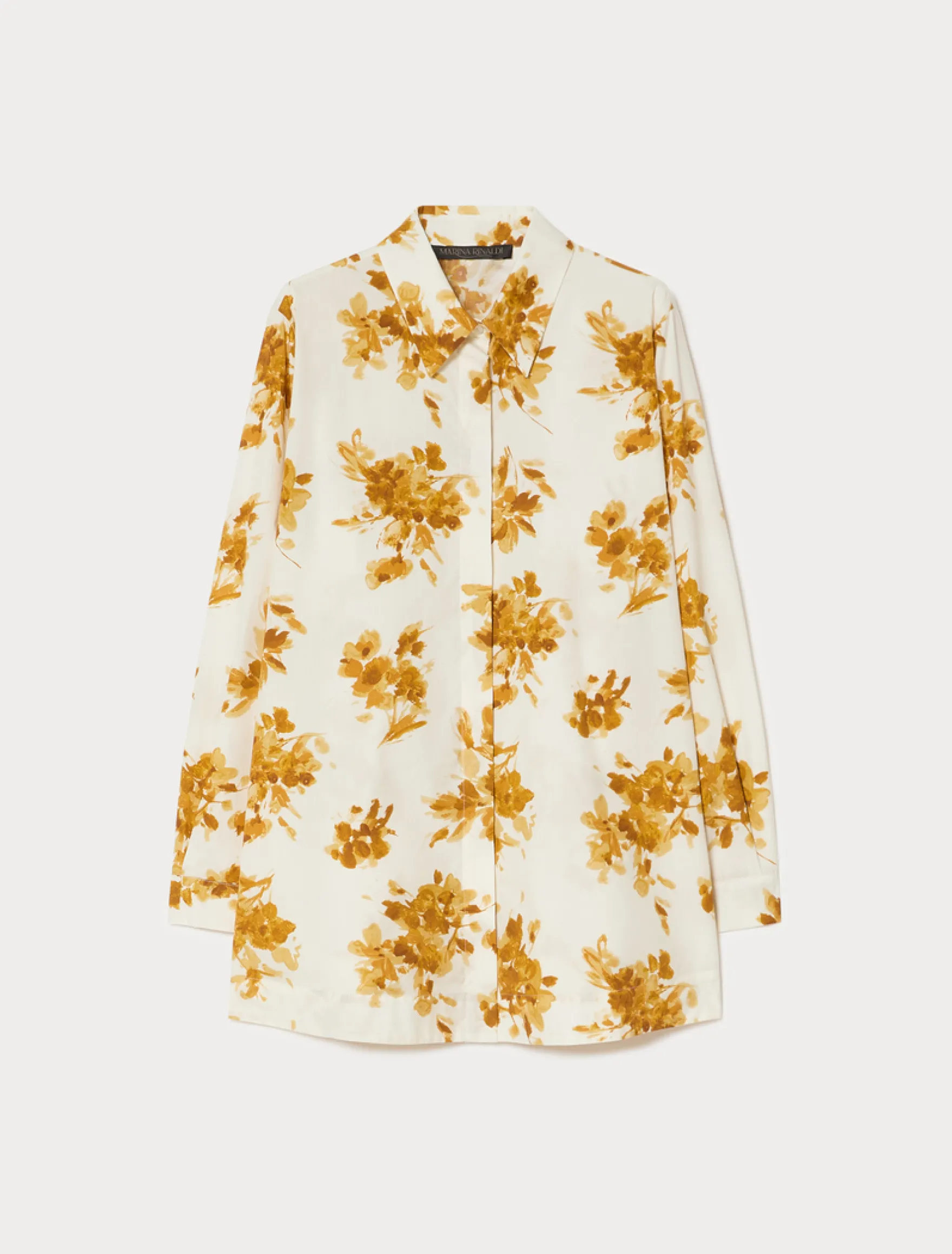 Camicia in popeline stampato - MARRONE ORO BIANCO