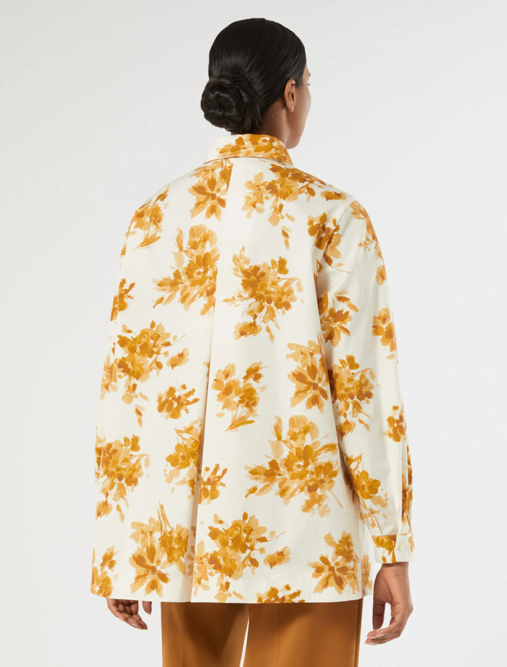 Camicia in popeline stampato - MARRONE ORO BIANCO