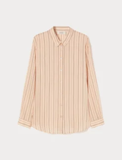 Camicia in popeline tinto filo - ROSA