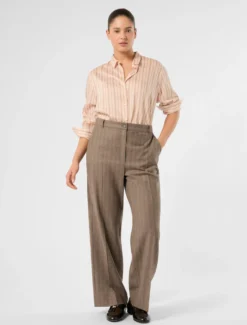 Camicia in popeline tinto filo - ROSA