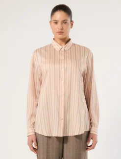 Camicia in popeline tinto filo - ROSA