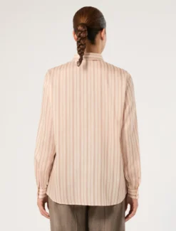 Camicia in popeline tinto filo - ROSA