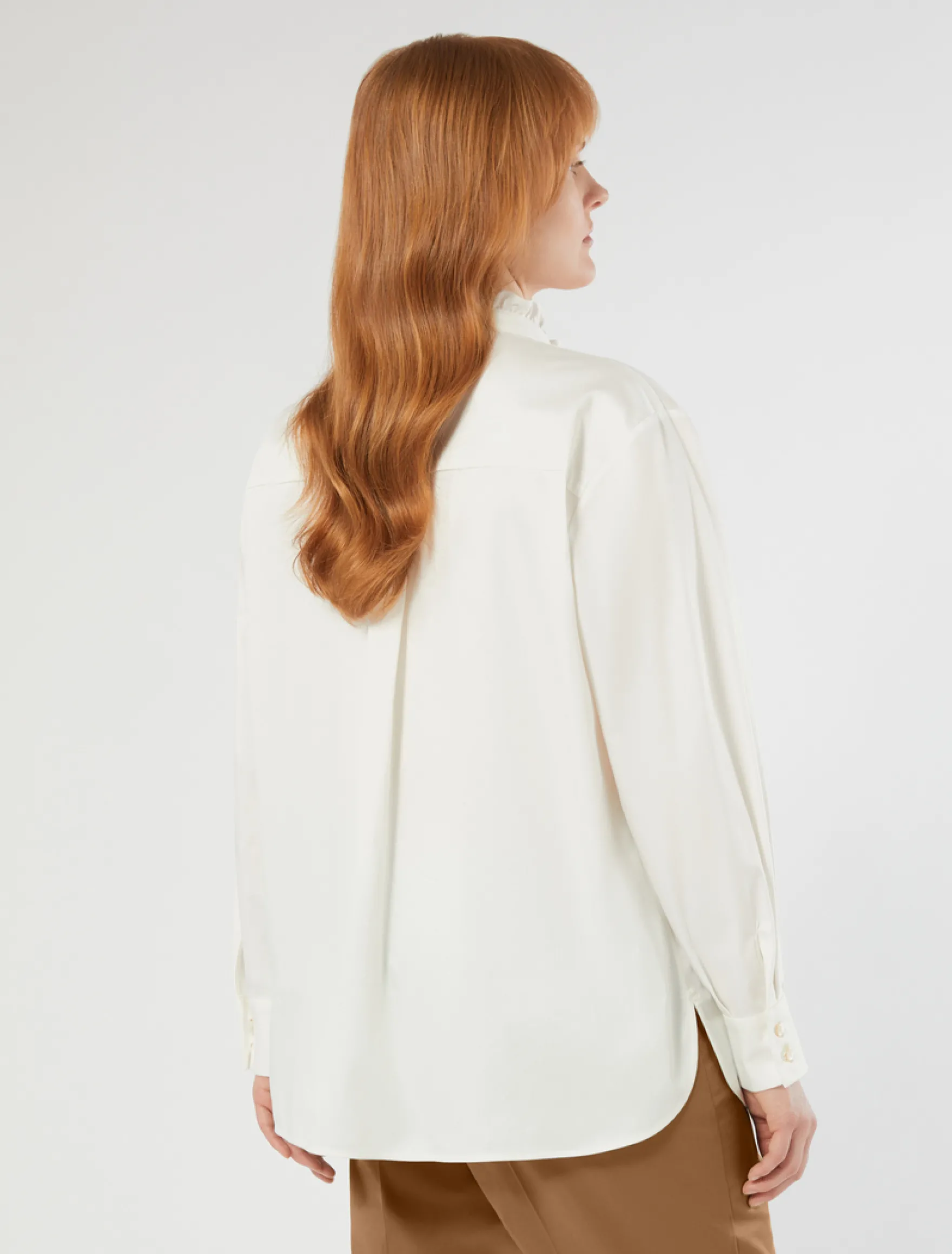 Camicia in rasatello di cotone - AVORIO