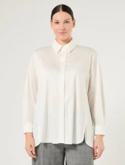 Camicia in raso di cotone - AVORIO